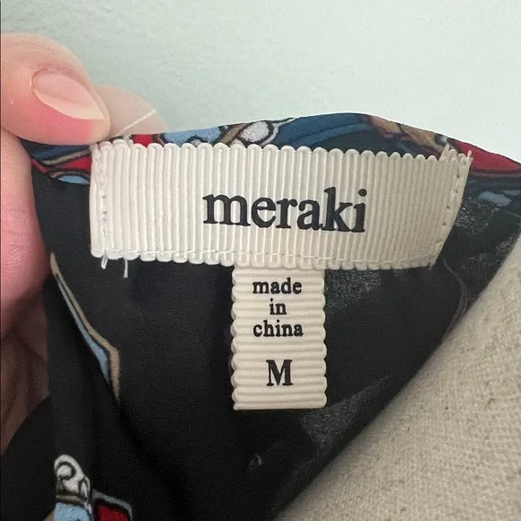 Meraki Black Blouse with Red and Blue Paisley - Picture 2 of 7